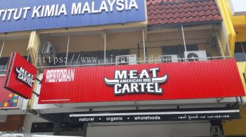 meat cartel aluminium trism ceiling base 3d led frontlit lettering signage signboard at klang kuala lumpur shah alam puchong damansara kepong cheras 