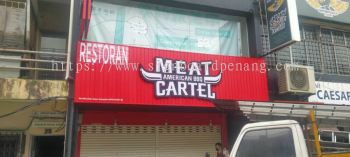 meat cartel restaurant aluminium trism ceiling base 3d box up led frontlit lettering logo signage signboard at klang kuala lumpur shah alam puchong kepong damansara cheras subang jaya