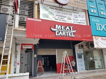 meat cartel aluminium trism ceiling casing base aluminium box up 3d led frontlit logo lettering signage signboard at klang kuala lumpur shah alam puchong damansara cheras sungai buloh batu caves