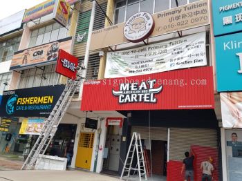 meat cartel aluminium trism ceiling casing base aluminium box up 3d led frontlit logo lettering signage signboard at klang kuala lumpur shah alam puchong damansara cheras sungai buloh batu caves