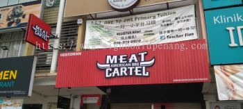 meat cartel aluminium trism ceiling casing base aluminium box up 3d led frontlit logo lettering signage signboard at klang kuala lumpur shah alam puchong damansara cheras sungai buloh batu caves