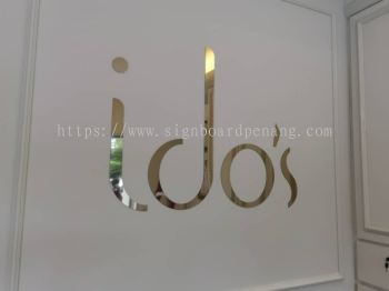 ido's stainless steel gold mirror cut out lettering logo indoor signage signboard at johor 