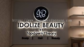 idolize beauty eg box up 3d led backlit lettering logo indoor signage signboard at kuala lumpur 