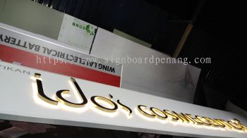 idos cosmeceutical stainless steel gold mirror box up backlit lettering logo signage signboard 