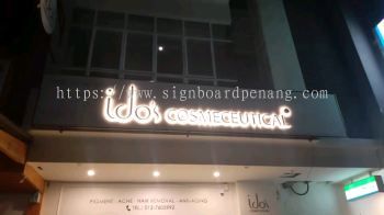 idos cosmeceutical stainless steel gold box up backlit 3d signage signboard at  johor 