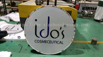 idos stainless steel box up round double side signage signboard 