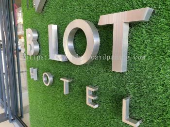 b lot hotel stainless steel silver hairline 3d letteting and logo signage signboard at kuala lumpur