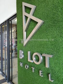 b lot hotel stainless steel silver hairline 3d letteting and logo signage signboard at kuala lumpur