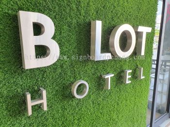 b lot hotel stainless steel silver hairline 3d letteting and logo signage signboard at kuala lumpur