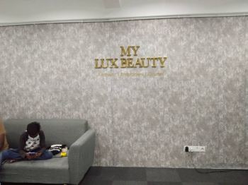 my lux beauty stainless steel box up 3d lettering logo indoor signage signboard at desa petaling kuala lumpur