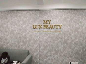 my lux beauty stainless steel box up 3d lettering logo indoor signage signboard at desa petaling kuala lumpur