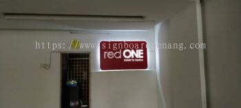 red one eg box up 3d base with acrylic cut out lettering led frontlit and backlit indoor signage 