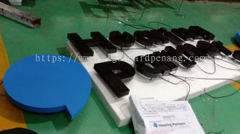 Hearing Partners 3d led backlit eg box up lettering logo