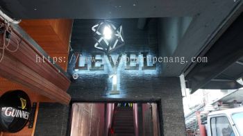 stainless steel silver box up 3d led backlit lettering indoor signage 