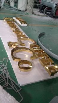 stainless steel gold mirror box up 3d led backlit lettering signage  