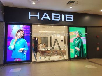 habib indoor fabric lightbox signage at klang selangor 