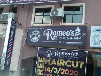 Romeo barbershop lightbox signage signboard at kepong bandar puteri klang subang petaling jaya