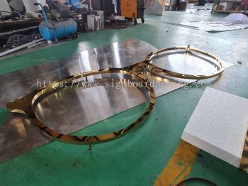 stainless steel gold mirror box up spectacular shape signage 