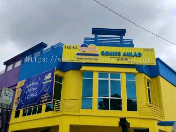 Genius Aulad Aluminium Ceiling Trism Base With 3D LED Frontlit Lettering Logo Signage Signboard At Melaka