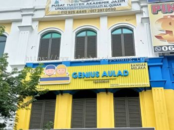 Genius Aulad Aluminium Ceiling Trism Base With 3D Led Frontlit Lettering Logo Signage Signboard At Melaka 