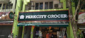 Parkcity Grocer Aluminium Ceiling Trism Base With 3D Box Up Led Frontlit Lettering Logo Signage Signboard At Kuala Lumpur 