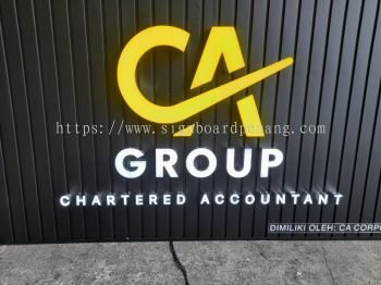 Ca Group Aluminium Ceiling Trim Base With 3D Box Up LED Frontlit Lettering Logo Signage Signboard At Penang, George Town