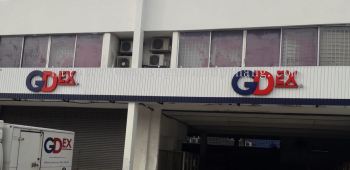 GDex Aluminium Ceiling Trism Base With 3D Box Up LED Frontlit Lettering Logo Signage Signboard At Kuala Lumpur Subang Kepong Cheras Damansara Batu Caves Puchong PJ Selangor Klang 