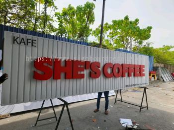 She's Coffee Aluminium Ceiling Trism Base With 3D Box Up LED Frontlit Lettering Logo Signage Signboard At Dengkil Selangor 