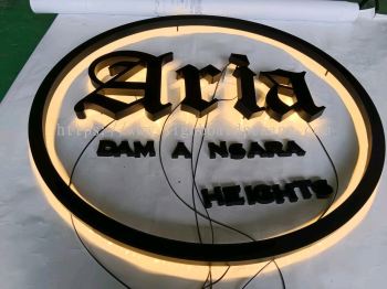 Aria 3D LED Backlit Lettering Logo Indoor Signage Signboard At Damansara Heights 