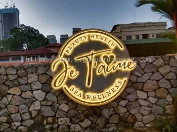 Je Taime Stainless Steel Gold Mirror Box UP 3D LED Backlit Lettering Logo Signage Signboard 