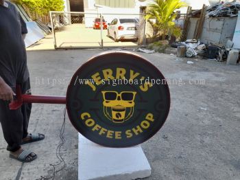 Jerry's Coffee Shop Double Side Round Shape LightBox Signage At Shah Alam