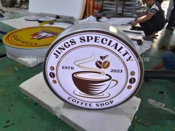 Jings Specialty Round Shape Double Lightbox Signage At Subang Jaya 