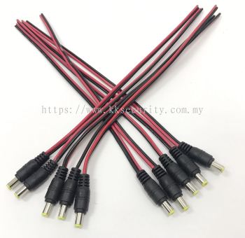 DC Power Cable Jack Male 12V Connector Copper 5.5x2.1mm (DC Jack) for CCTV Camera, LED Driver and Other Electronic Items