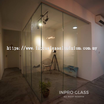 12mm Tempered Clear Glass Commercial Office Partition | Glass Panel Wall Klang | Bandar Bukit Raja | Taman Eng Ann