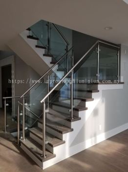 IPGRSR-12 12MM Tempered Glass Railing-Staircase (C/W Stainless Steel Railing) | Glass Contractor at Sepang | Cynerjaya | Dengkil