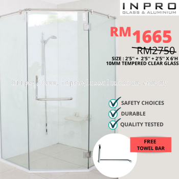 IPSS-1 Shower Screen Set With 10mm Tempered Glass | Glass Contractor at Subang, USJ, Bandar Sunway