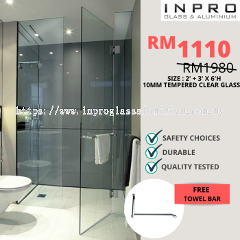 IPSS-2 Shower Screen Set With 10mm Tempered Glass | Glass Contractor Sunway