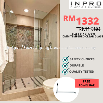 IPSS-4 Shower Screen Set With 10mm Tempered Glass | Glass Contractor Puchong, Bandar Puteri, Selangor