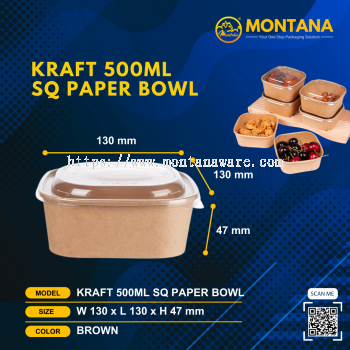 KRAFT 500ML SQ PAPER BOWL