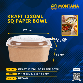 KRAFT 1320ML SQ PAPER BOWL