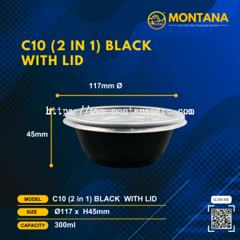 C10 (2 in 1) BLACK WITH LID