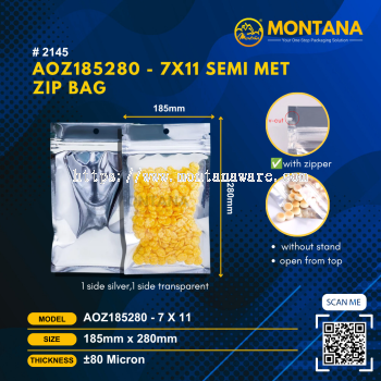 (2145) AOZ185280 - 7X11 SEMI MET ZIP BAG