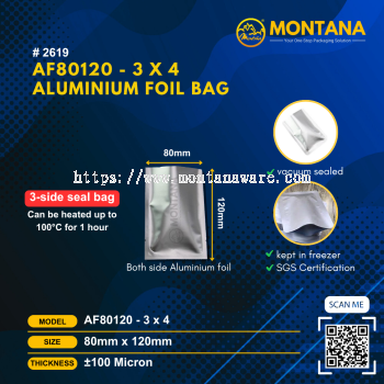(2619) AF80120 - 3 x 4 ALUMINIUM FOIL BAG