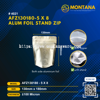 (4021) AFZ130180-5 x 8 ALUM FOIL STAND ZIP