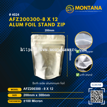 (4024) AFZ200300-8 x 12 ALUM FOIL STAND ZIP