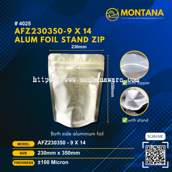 (4025) AFZ230350-9 x 14 ALUM FOIL STAND ZIP