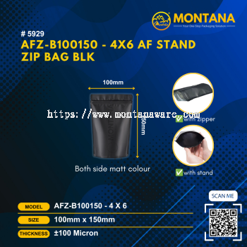 (5929) AFZ-B100150 - 4X6 ALUM FOIL STAND ZIP BAG BLK