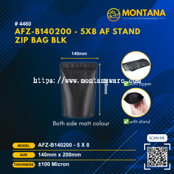 (4460) AFZ-B140200 - 5X8 ALUM FOIL STAND ZIP BAG BLK
