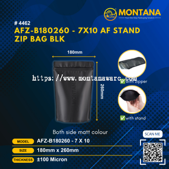 (4462) AFZ-B180260 - 7X10 ALUM FOIL STAND ZIP BAG BLK