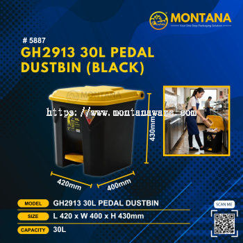 (5887) GH2913 30L PEDAL DUSTBIN (BLACK)